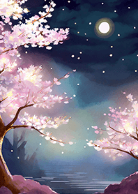 Beautiful night cherry blossoms#1583