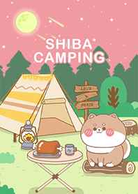 shiba inu- camping/universe/red