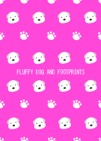 FLUFFY DOG AND FOOTPRINTS-HOT PINK