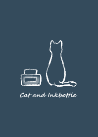 猫とインク瓶 -ネイビー-