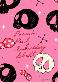 パッションピンク 刺繍ドクロ