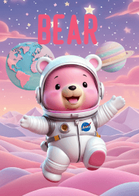 Lovely Pink Bear In Galaxy Theme
