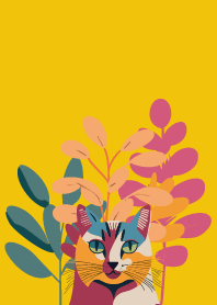 yellow 植物と猫一匹
