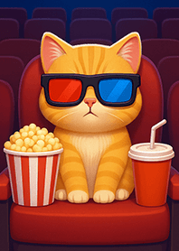 Orange Cat : Let's watch a movie.