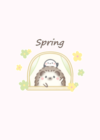 Hedgehog and Shimaenaga -spring- pink