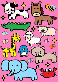 動物のきせかえ（ピンク）