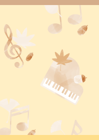 秋色の音符 薄茶と黄色