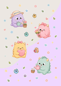 Cute monster Purple&Beige