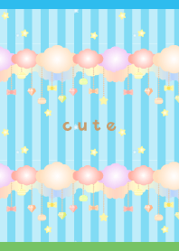 ぷかぷかかわいい雲 青色