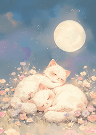 白貓夫妻の月下睡睡❤️