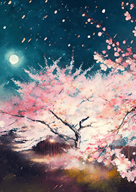 Beautiful night cherry blossoms#1104