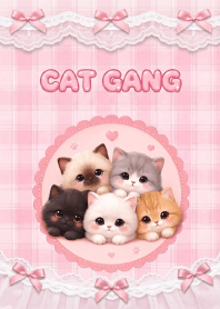 Kawaii Cat Group In Pink