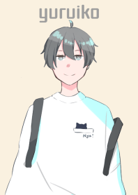 Simple boy and cat