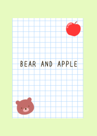 BEAR AND APPLE GRAPH PAPER/YELLOW GREEN