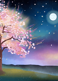 Beautiful night cherry blossoms#1063