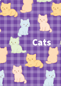 Lazy cats on purple