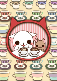 The white cat Milly and Mel!!2(Tea time)