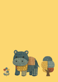 Hippo's Outing on light yellow