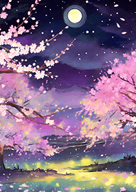 Beautiful night cherry blossoms#1838