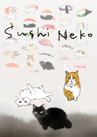 Three cats and sushi, coffee color type