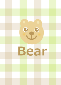 Bear and heart and check pattern