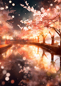 Beautiful night cherry blossoms#723