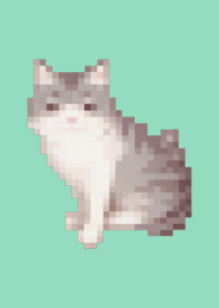 Tema Seni Piksel Kucing Hijau 05