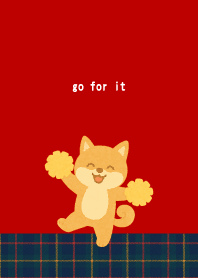 Cheerful Shiba Inu01 on red & beige