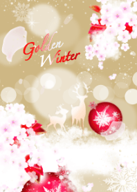Golden winter with cherry blossoms
