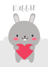 I Love Cute Gray Rabbit Theme
