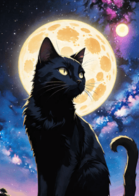Night Moon Star Cat 445b54