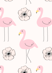 Flamingo and flower- pink-