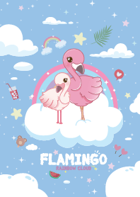 Flamingo Rainbow Cloud Blue