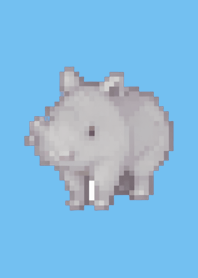 Rhinoceros Pixel Art Theme  Blue 05