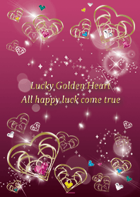 Pink / Good luck Gold Heart