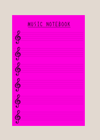 MUSIC COLOR NOTEBOOK-HOT PINK-BEIGE