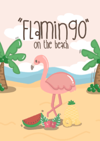 Flamingo on the beach (Pink)