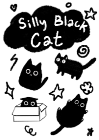 black cat with silly face