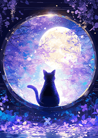 Cat in the realm of purple flowers_8-4