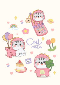 Cat dino pink minimal