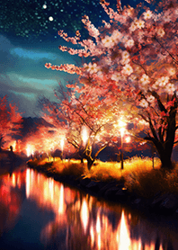 Beautiful night cherry blossoms#1624