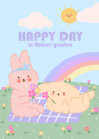 Happy day in flower garden