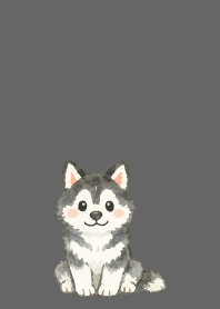 にこにこシベリアンハスキー1 黒色