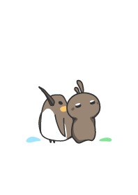 rabbit staring - with - penguin