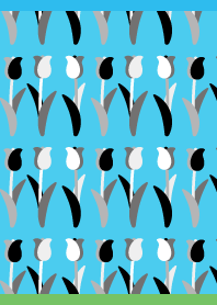 Monochrome Tulips on blue