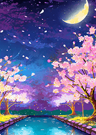 Beautiful night cherry blossoms#1486