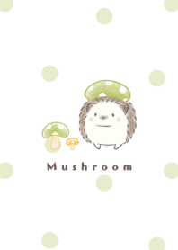 ハリネズミとキノコ -グリーン- ドット