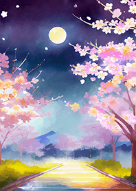 Beautiful night cherry blossoms#1572