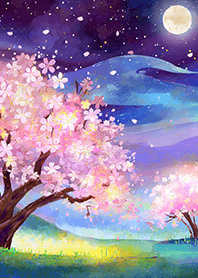 Beautiful night cherry blossoms#630