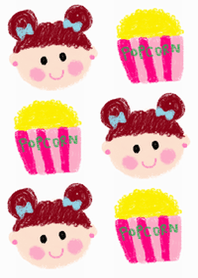 cute girl and popcorn theme